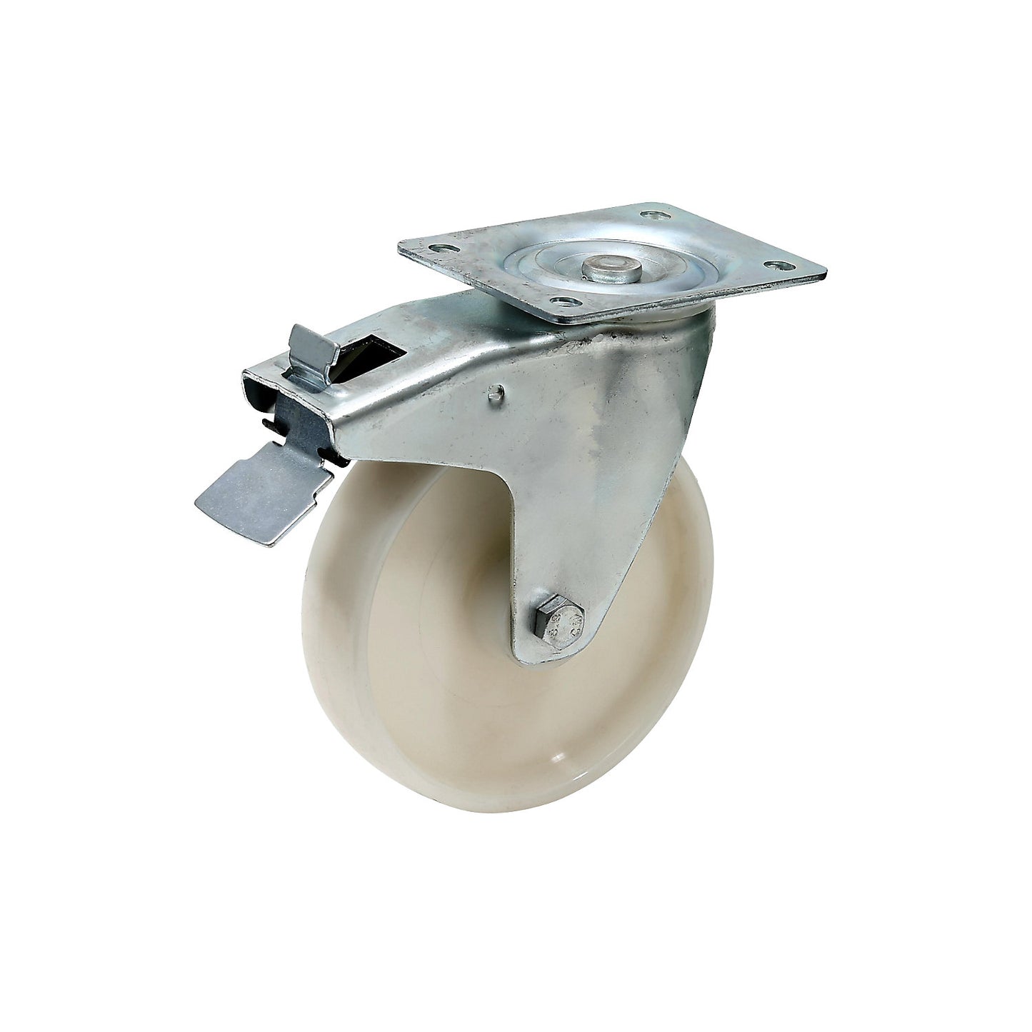 Replacement castor for tilting skip, Ø 180 mm, nylon, swivel castor with wheel stop.