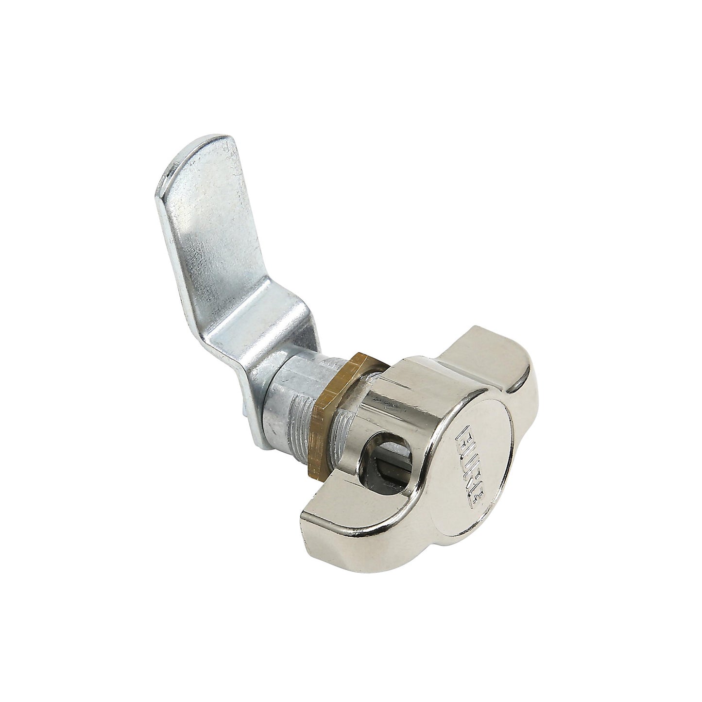 Rotary bolt lock for locker, steel, silver.