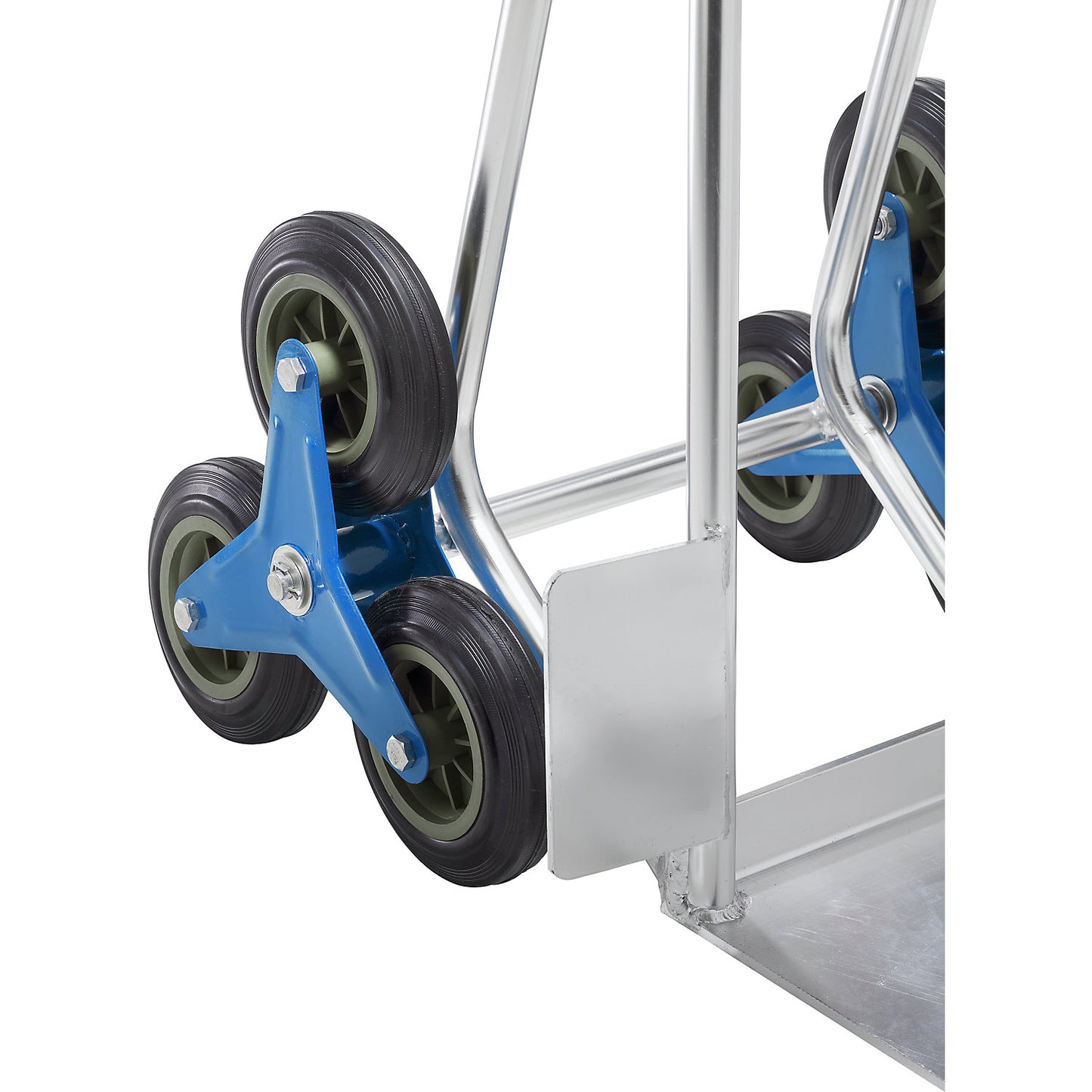 Aluminium stair climbing truck, footplate WxD 300 x 290 mm, max. load 100 kg.
