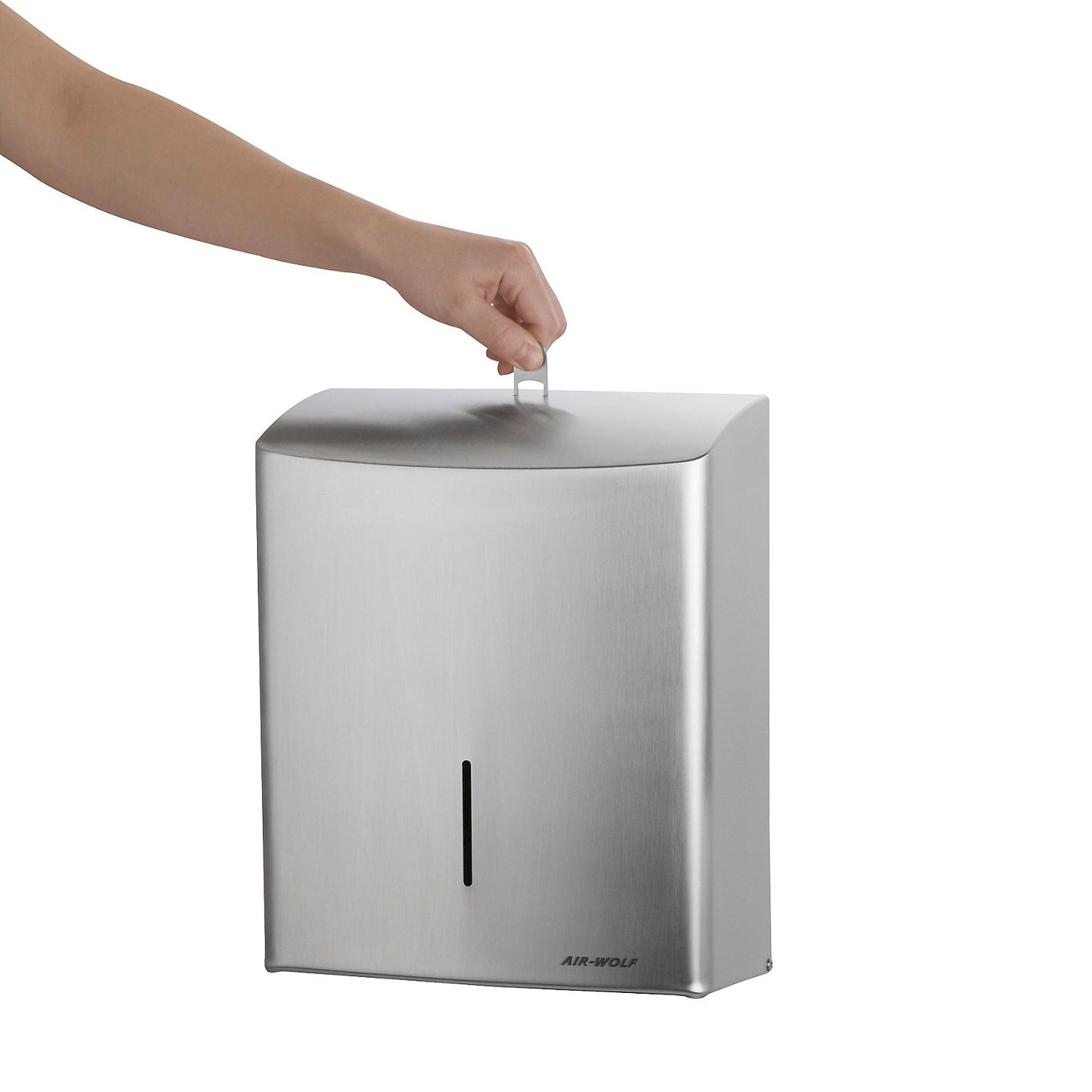 Stainless steel paper towel dispenser, approx. 600 folded paper towels, white stainless steel.