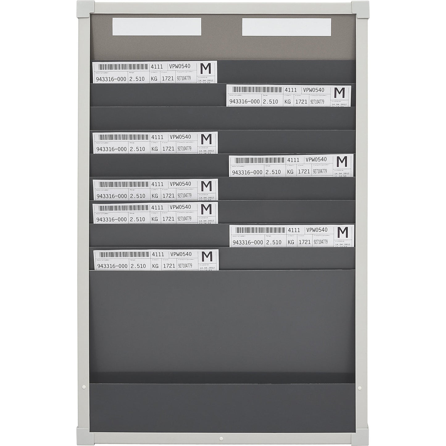 Card sorting board system, 10 compartments, height 750 mm, with 2 rows.