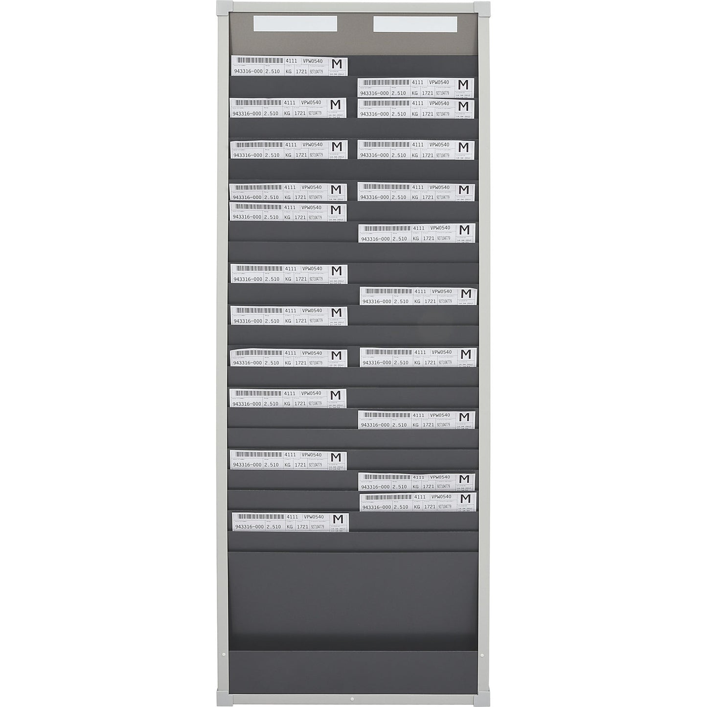 Card sorting board system, 25 compartments, height 1350 mm, with 2 rows.
