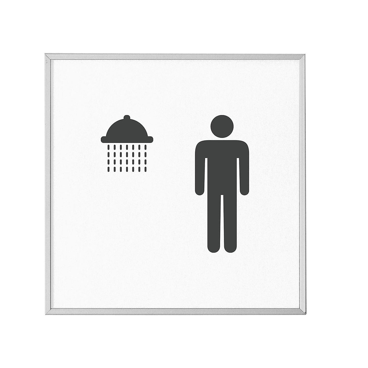 MADRID Silver Line™ door sign, pictogram HxW 120 x 120 mm, men's shower.