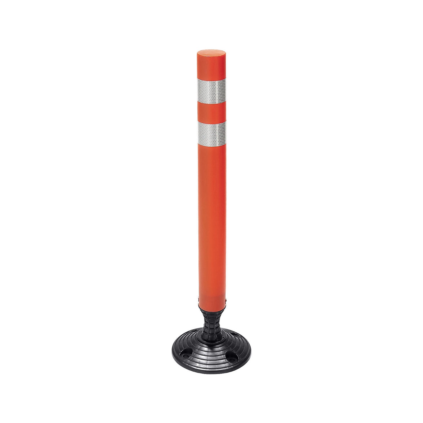 Flexible barrier post with reflective stripes, for bolting down, height 750 mm.