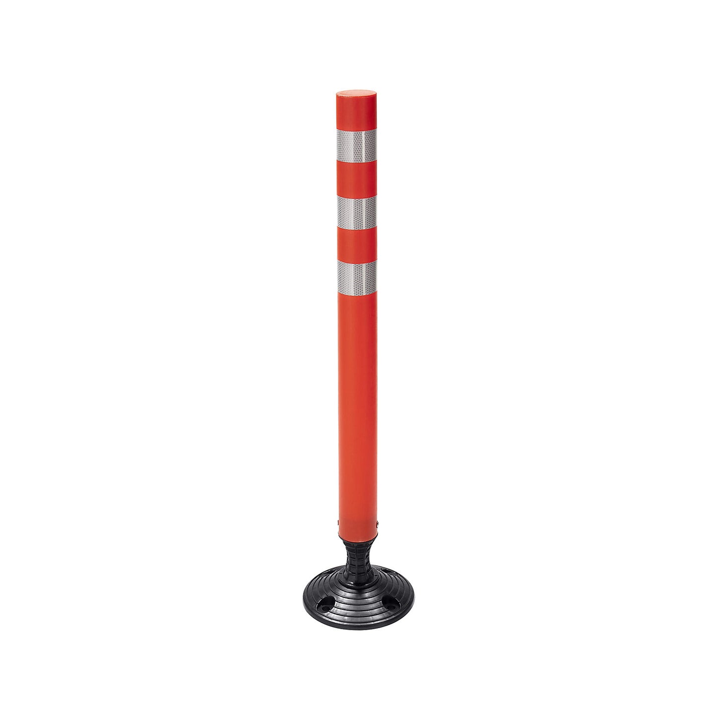 Flexible barrier post with reflective stripes, for bolting down, height 1050 mm.