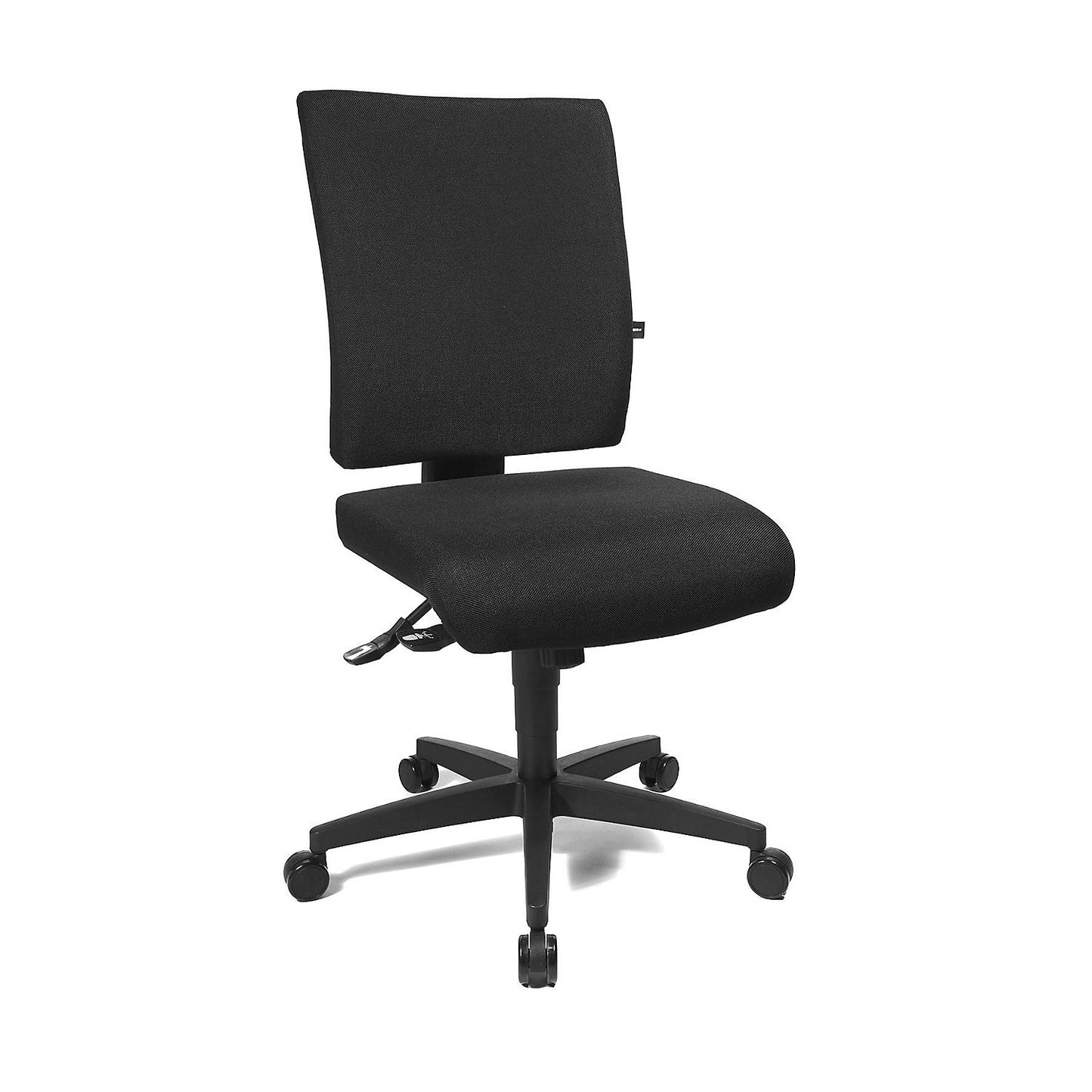 COMFORT office swivel chair, height adjustable back rest, black cover.