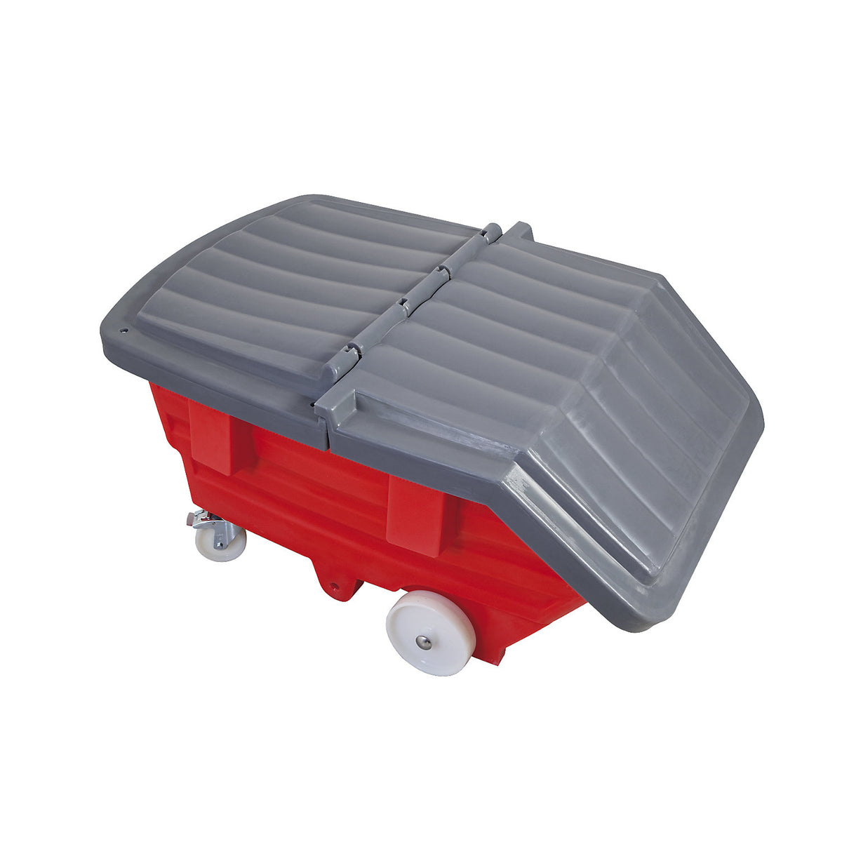 Hinged lid, for container capacity 500 l, made of polyethylene.