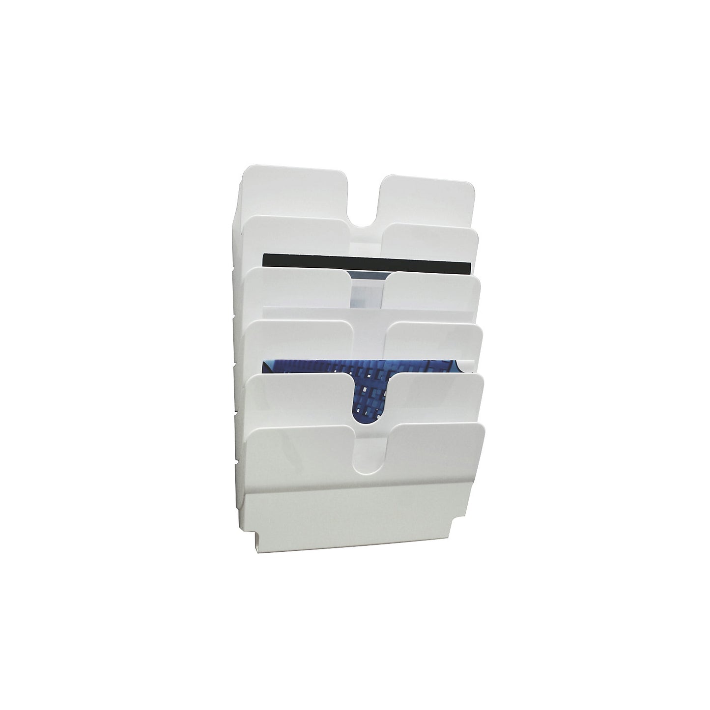 Wall-mounted brochure stand, 6 x A4 landscape format, pack of 3, white.