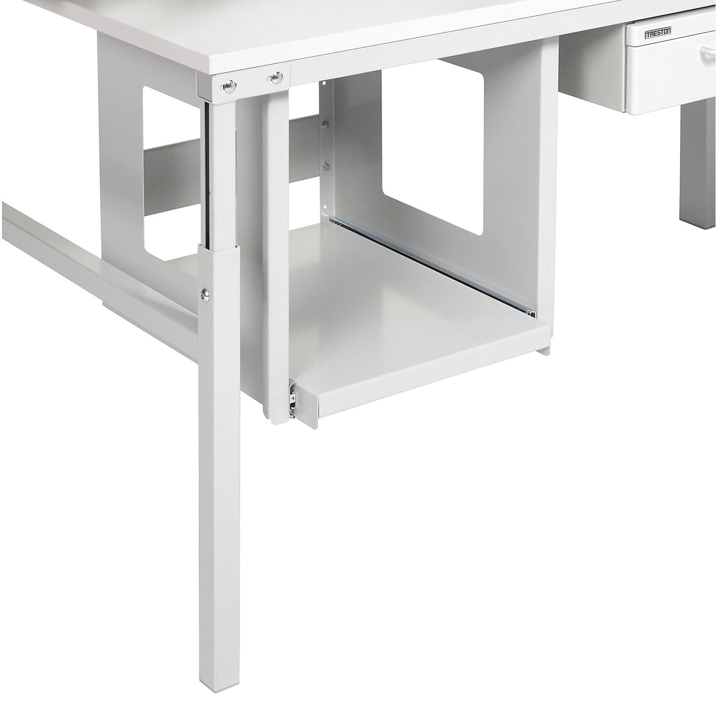 Pull-out printer shelf, for KOMBI packing station, extends to max. 500 mm.