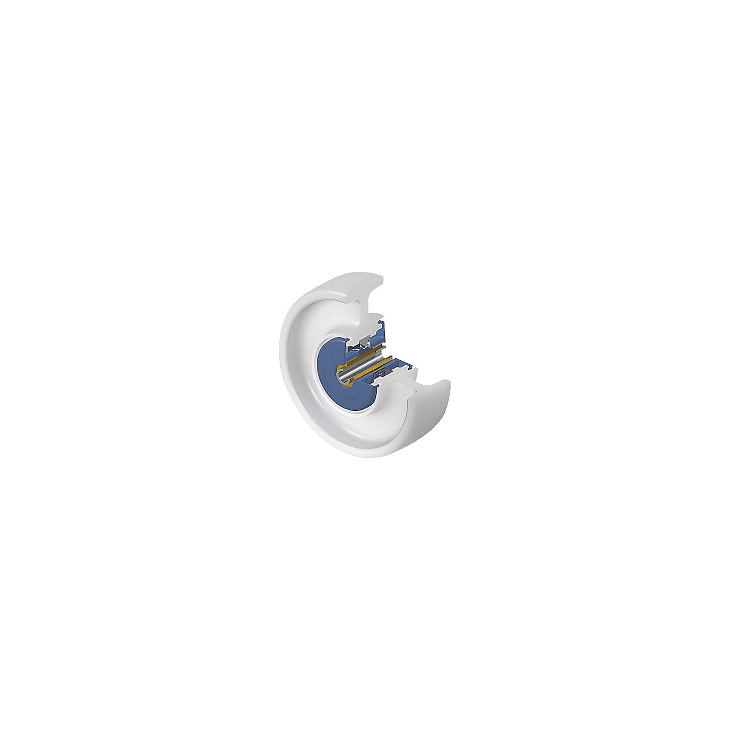 Nylon wheel, white, precision ball bearings, wheel Ø x width 125 x 40 mm.