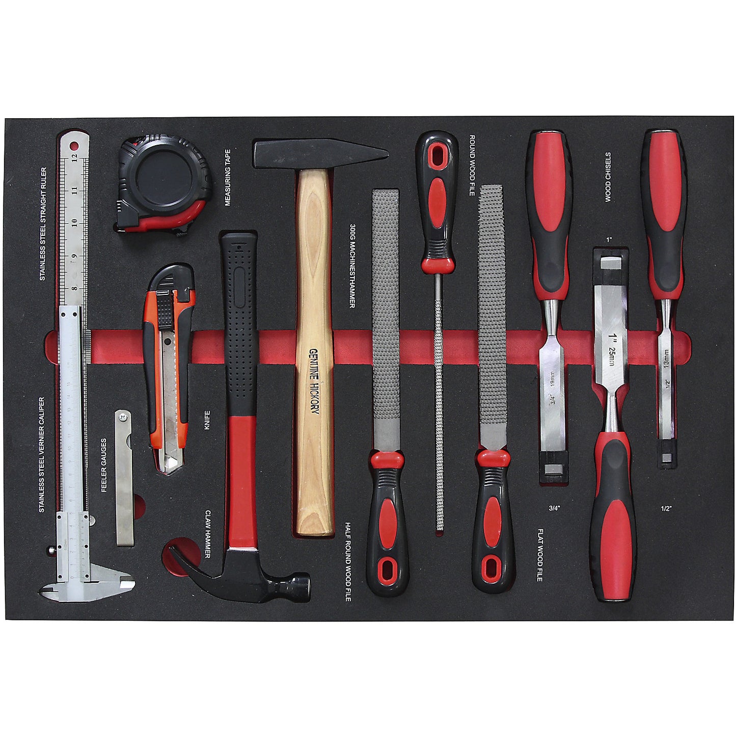 Tool shadow boards, universal tool set, for WxD 570 x 410 mm, 13 pieces.
