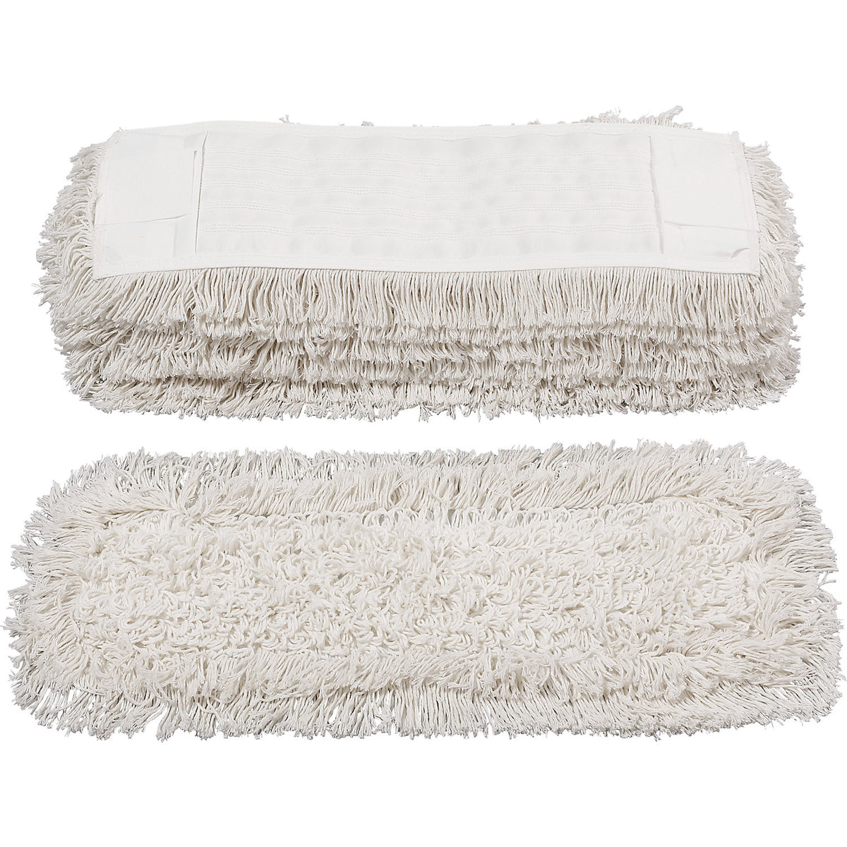 Cotton mop cover, pack of 10, 500 mm, with pockets and flaps.