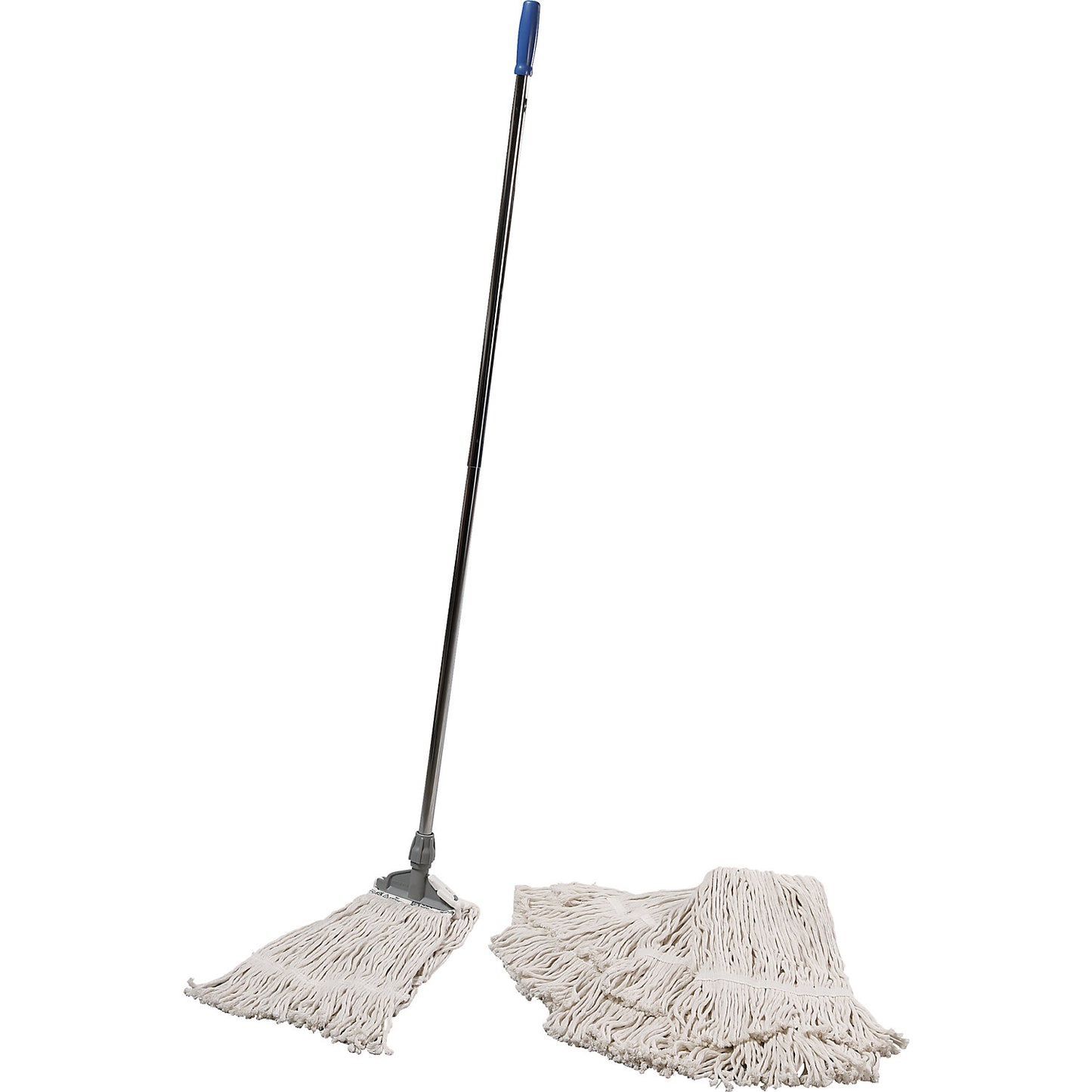 Floor mop, pack of 10, cotton and polyester blend, white.