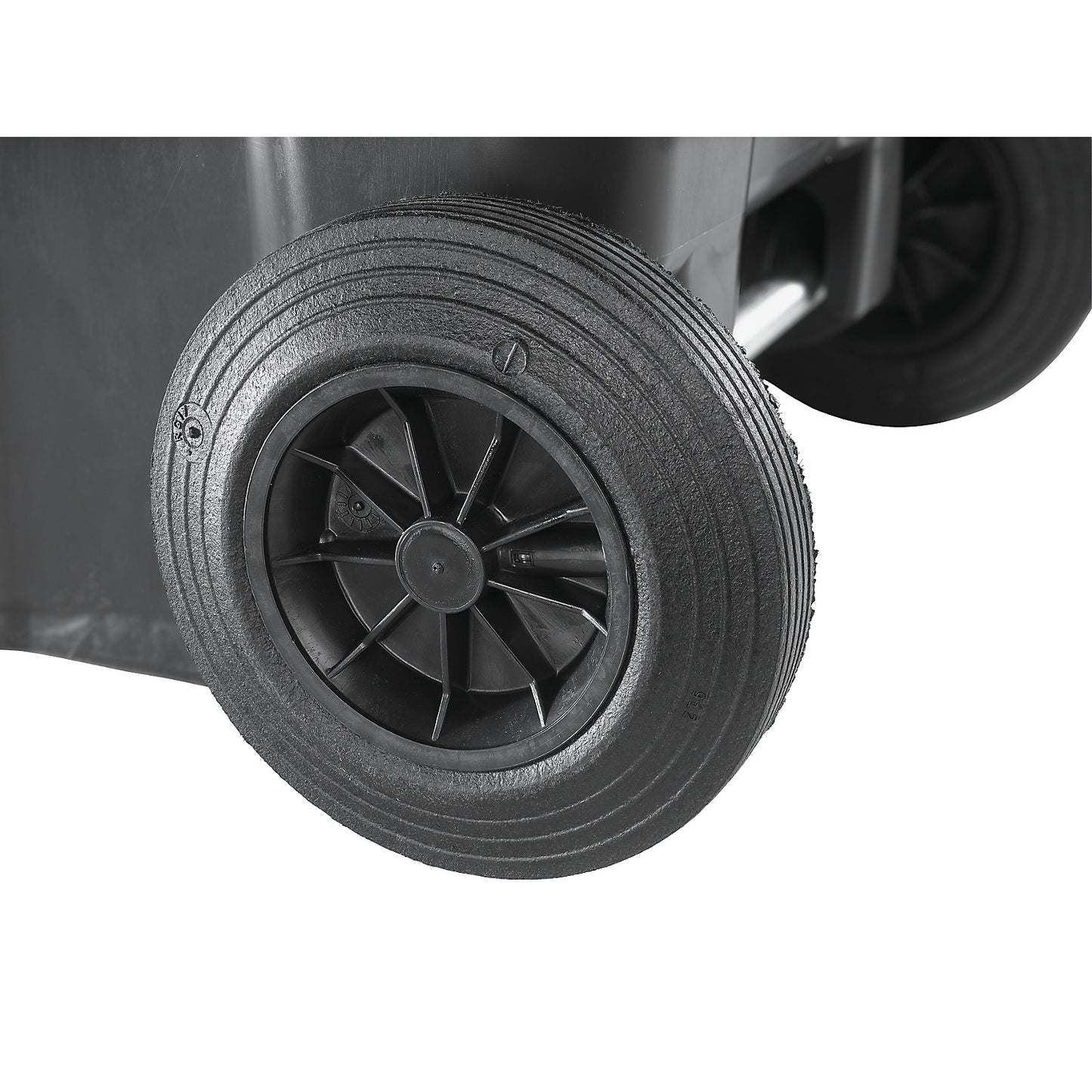 Wheelie bin in accordance with DIN EN 840, capacity 80 l, WxHxD 448 x 975 x 530 mm, charcoal, yellow lid.