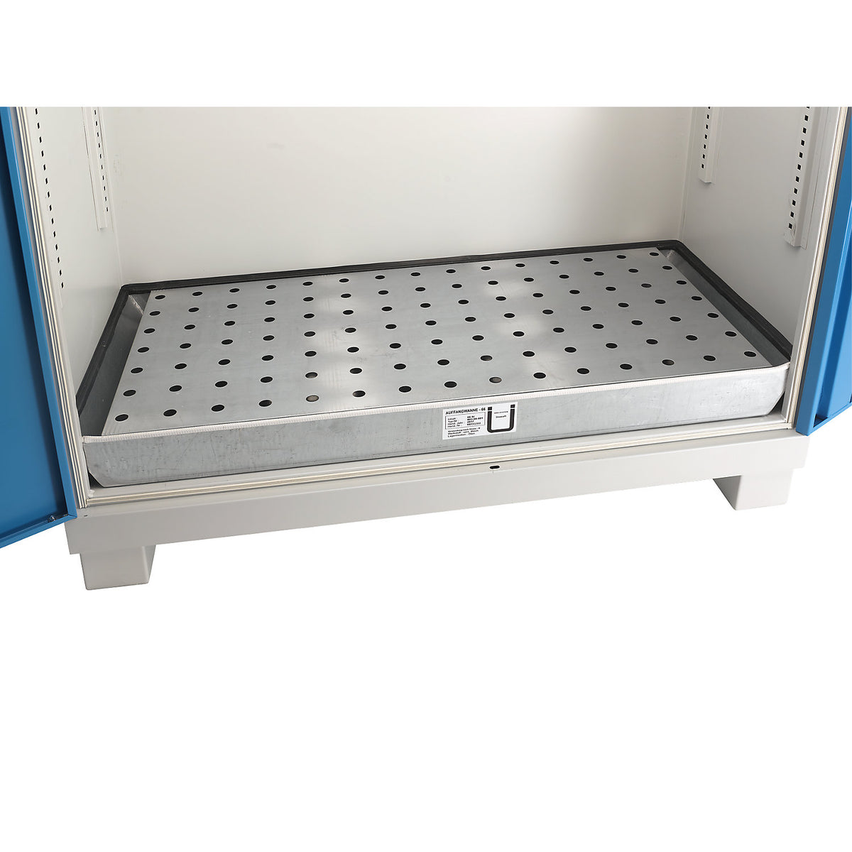 Floor sump tray, zinc plated, LxWxH 1185 x 550 x 115 mm, capacity 66 l.