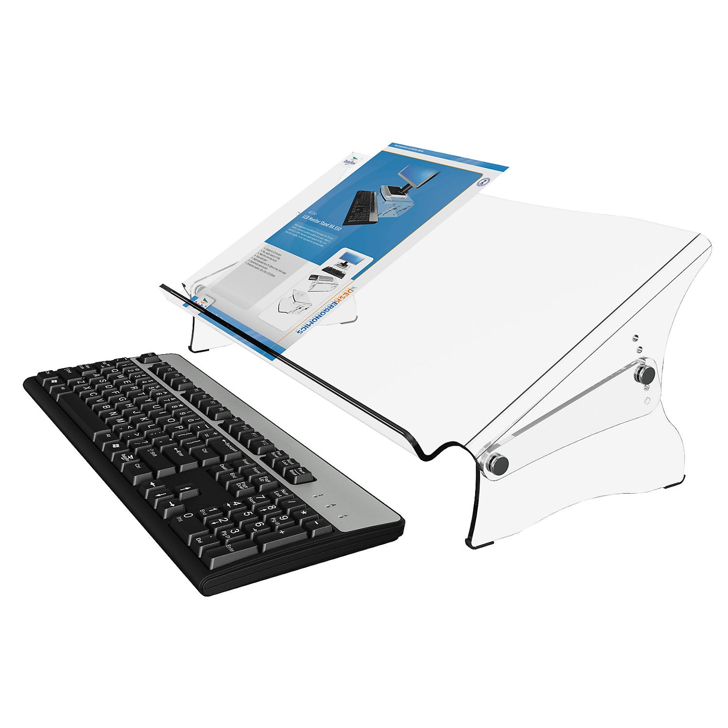 ERGODOC® document holder, height adjustable 160 - 235 mm, clear, transparent.