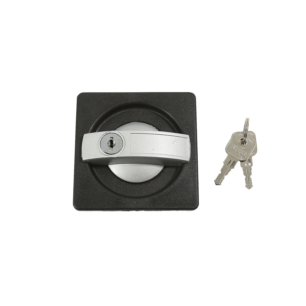 Lock with plastic housing, with 2 keys, for universal cupboard.