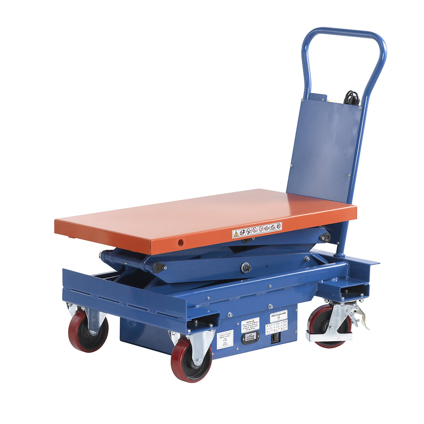 Lifting platform trolley, electric, lifting range 520 - 1460 mm, max. load 650 kg.