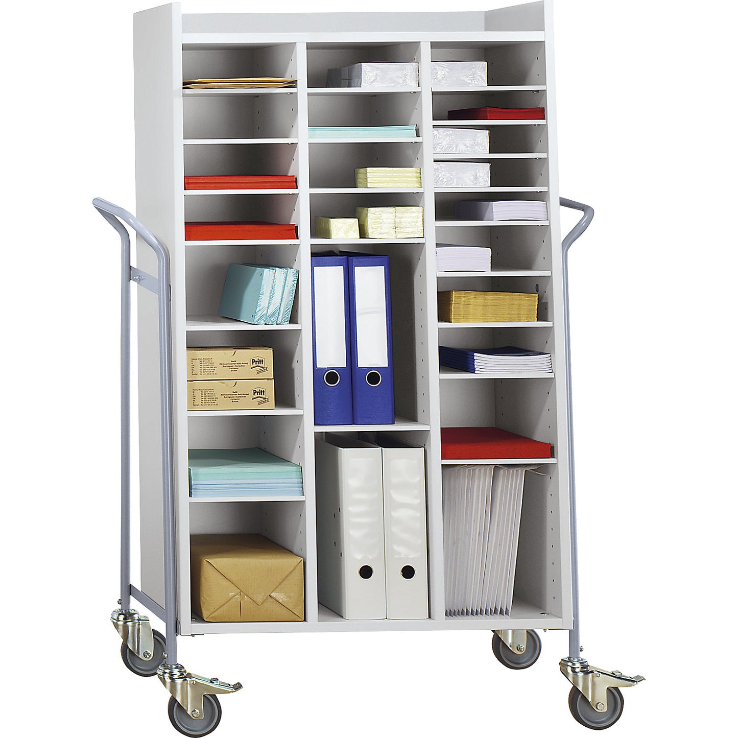 Office trolley, for mail, max. load 150 kg, LxWxH 950 x 455 x 1380 mm.