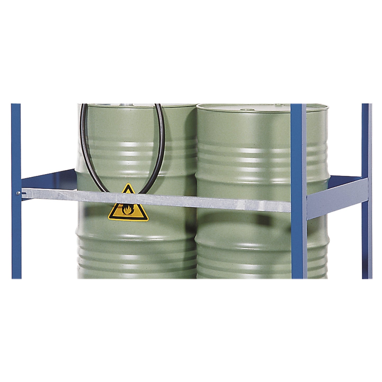 Pivoting protection bar, for protection during transport, zinc plated.