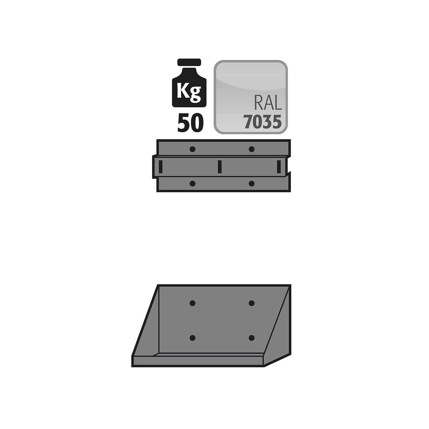 Cylinder holder, for compressed gas cylinder safety cupboard, height adjustable.