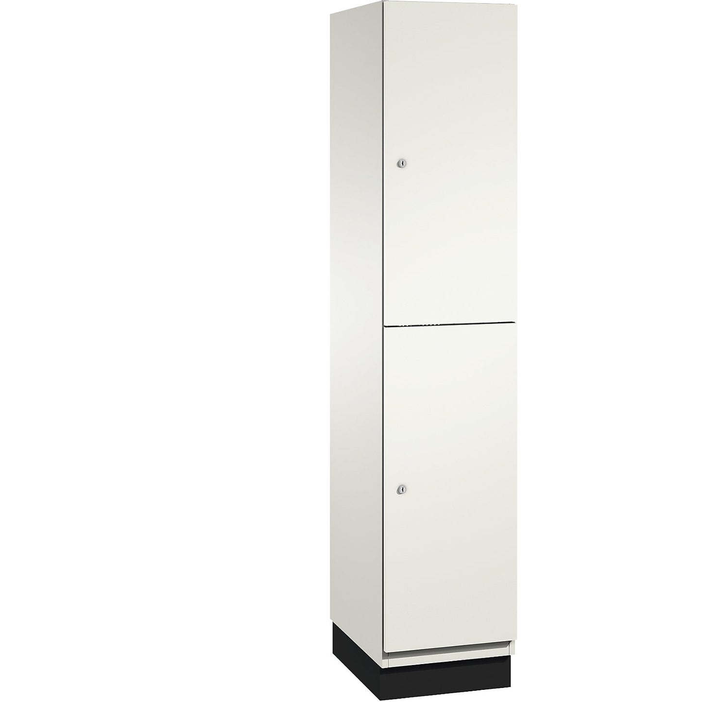 Cambio double deck locker, 1 compartment, body pure white / HPL door white, width 400 mm.