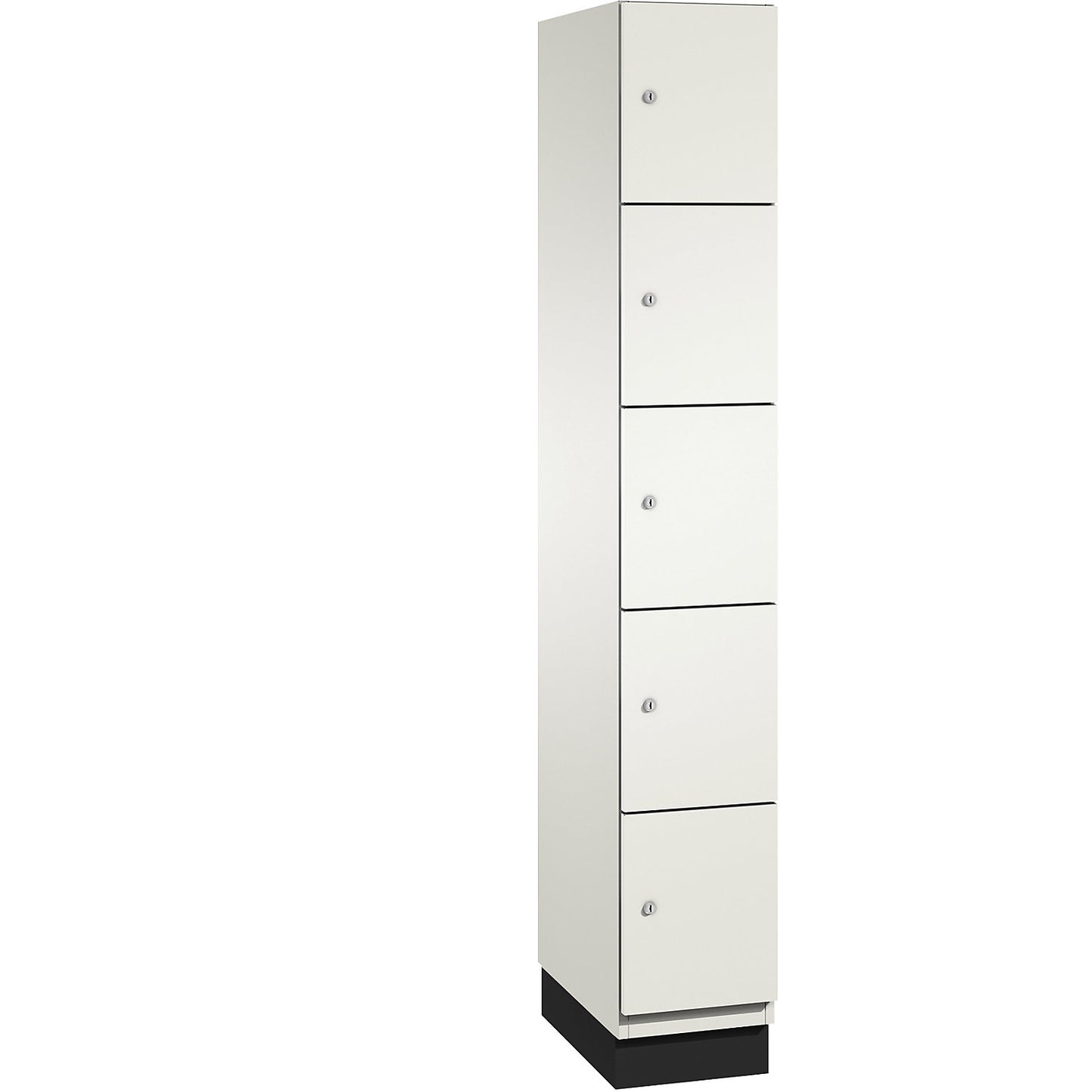 Cambio 5-fold compartment locker, 1 compartment, pure white / white, HPL door, W 300 mm, 5 compartments.