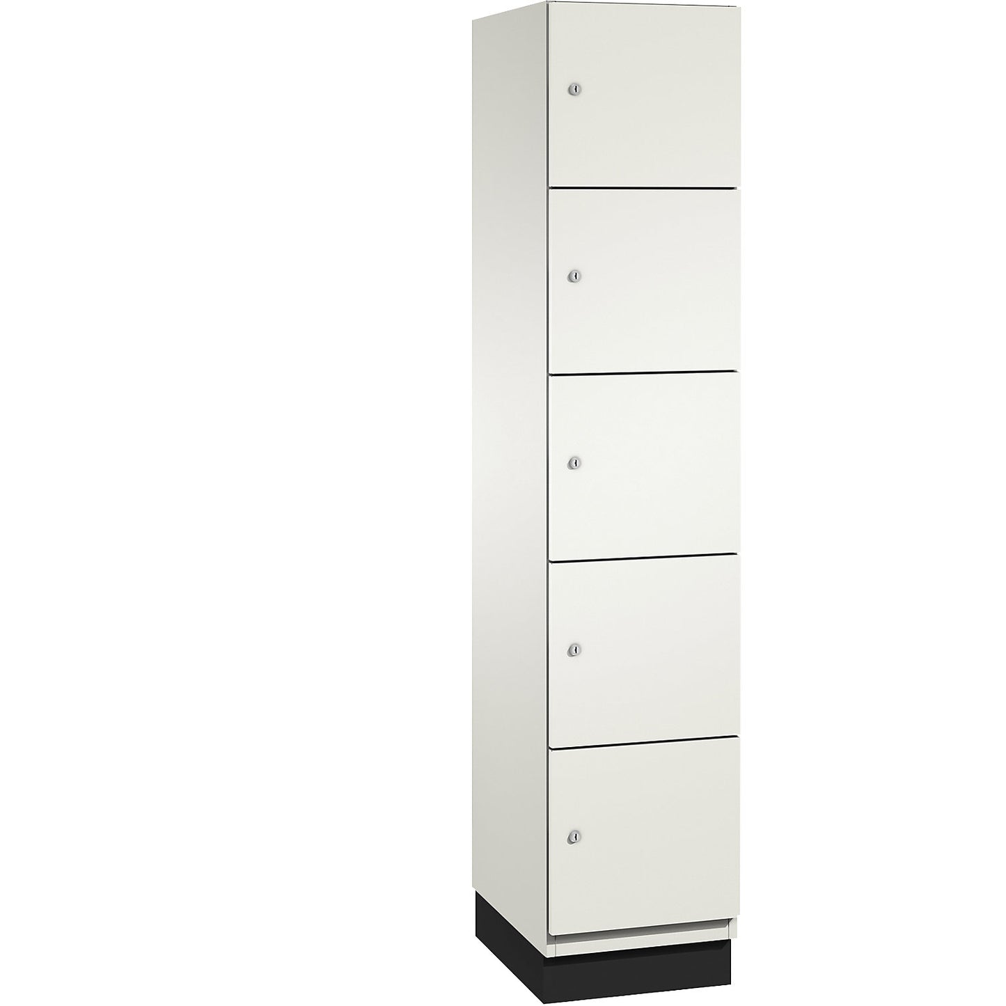Cambio 5-fold compartment locker, 1 compartment, pure white / white, HPL door, W 400 mm, 5 compartments.