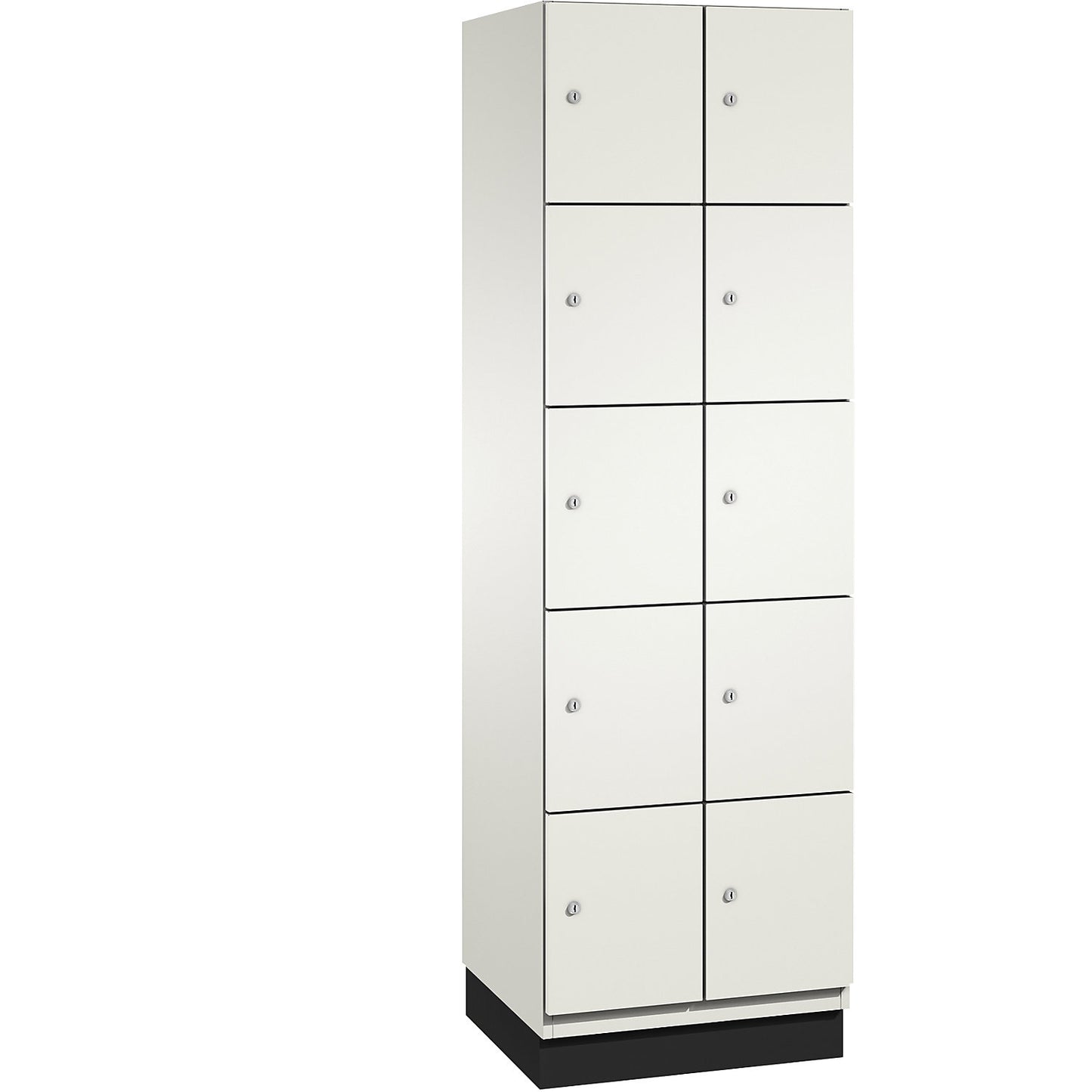 Cambio 5-fold compartment locker, 2 compartments, pure white / white, HPL door, W 600 mm, 10 compartments.
