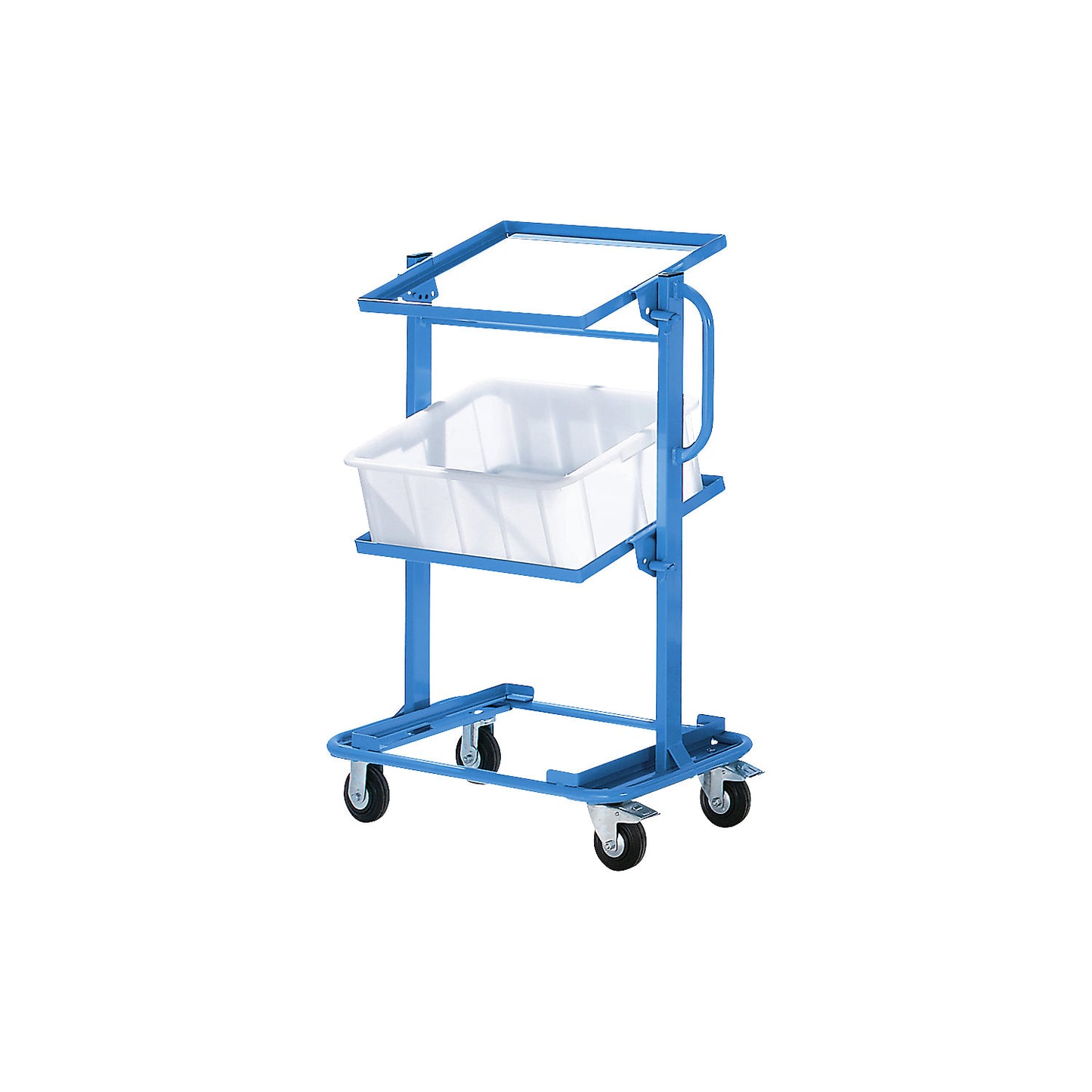 Order picking trolley, with 1 fixed and 2 tiltable shelf frames, max. load 150 kg.
