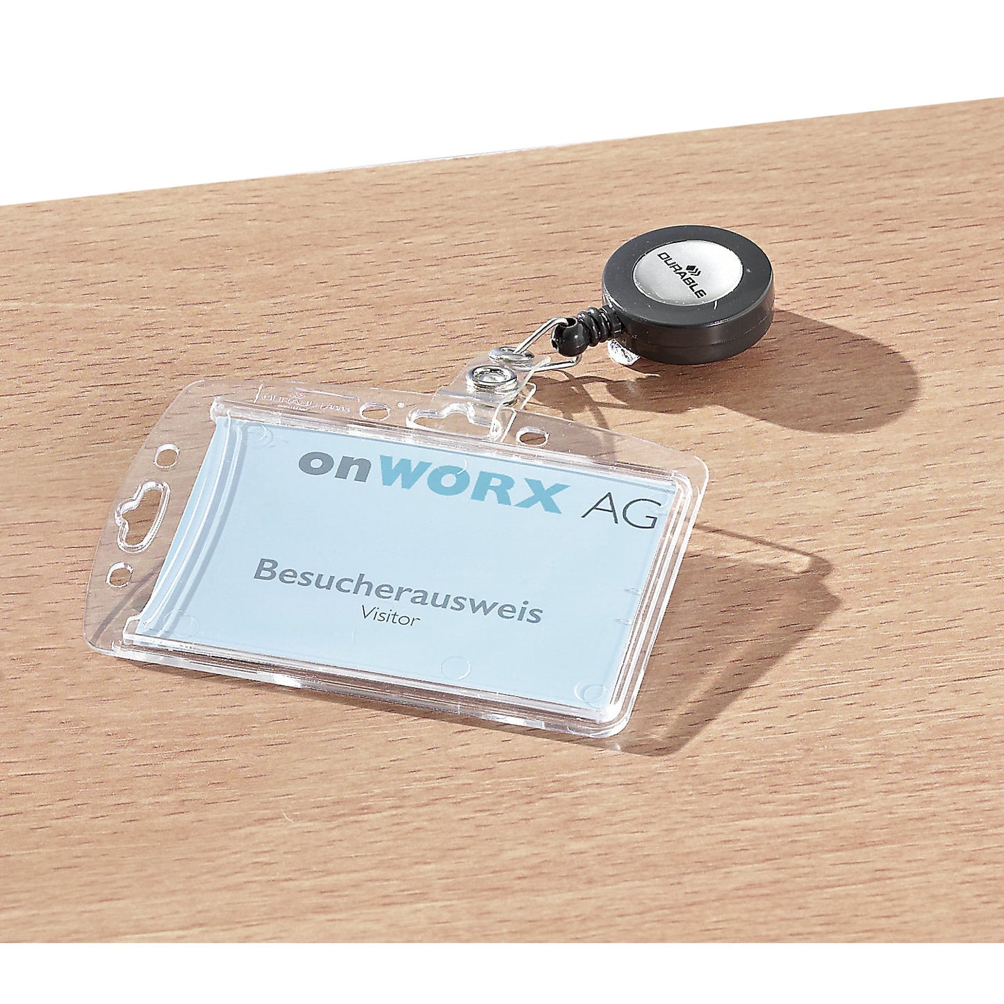 Card holder with retractable leash, with retractable leash, WxH 85 x 54 mm, pack of 10.