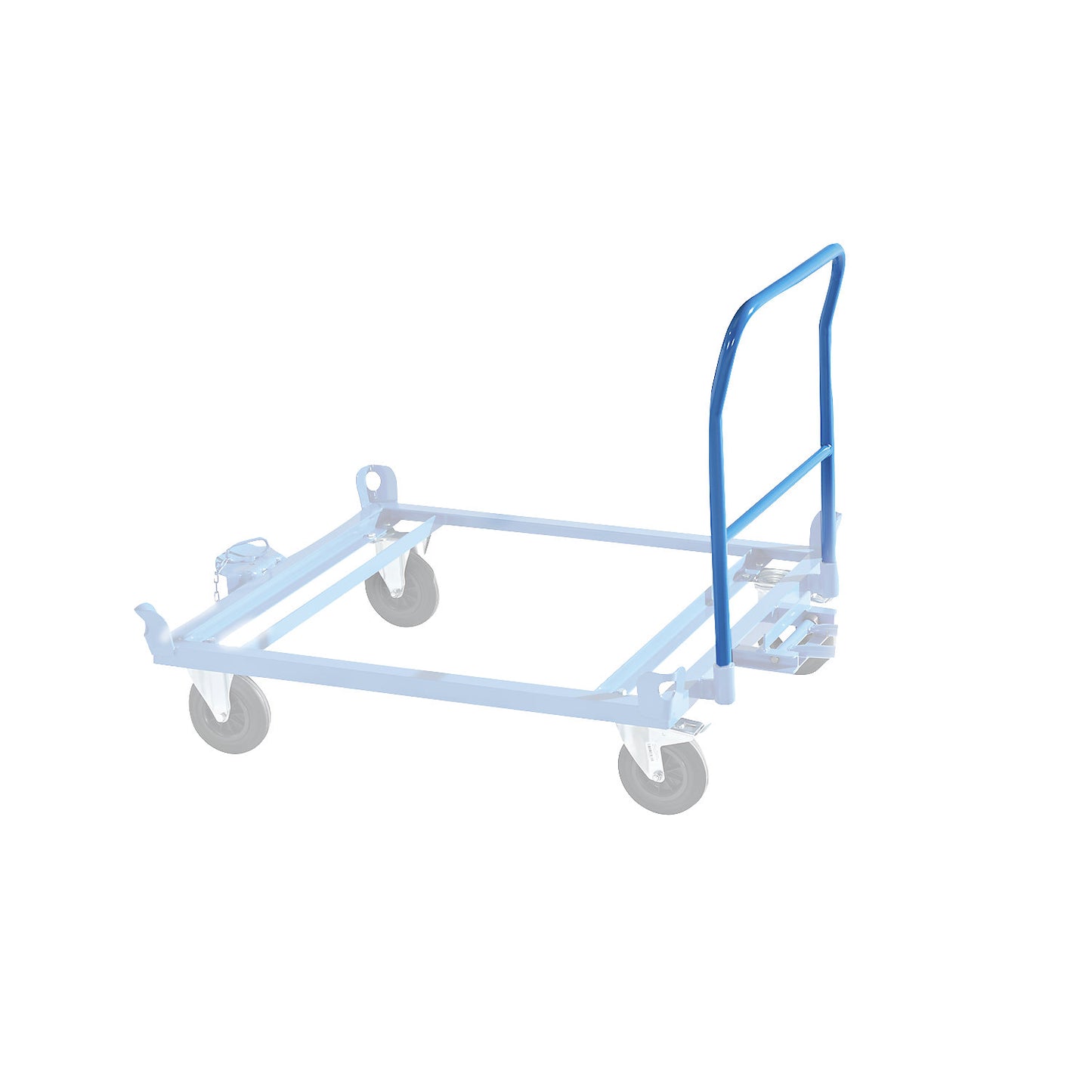 Push handle, plug-in, for dolly, with cross bar.