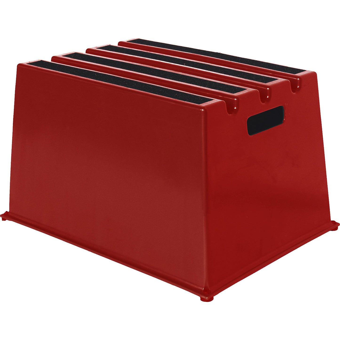 Plastic step with non-slip step surface, max. load 150 kg, 1 step, red.