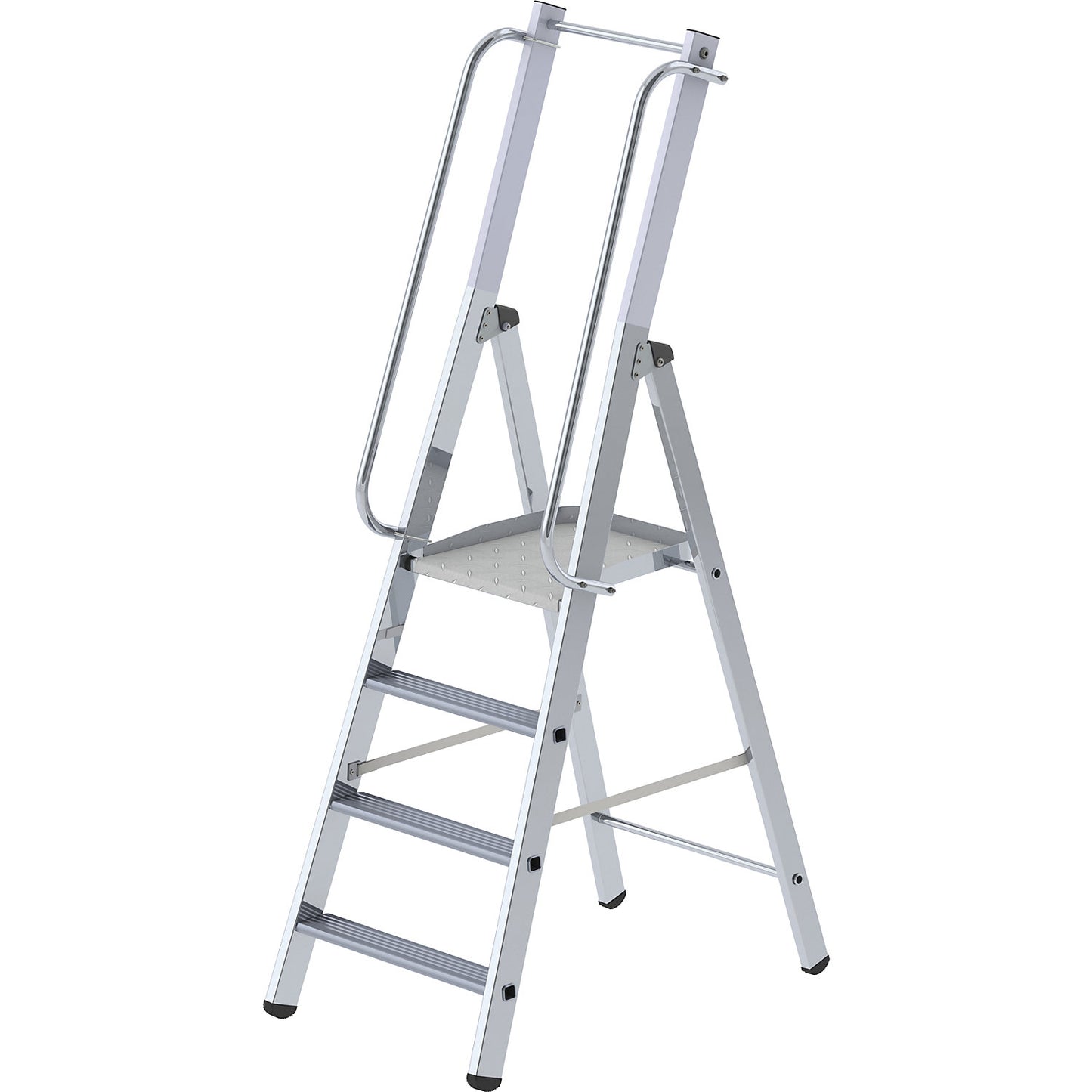 Aluminium step ladder, single sided access, 4 steps.