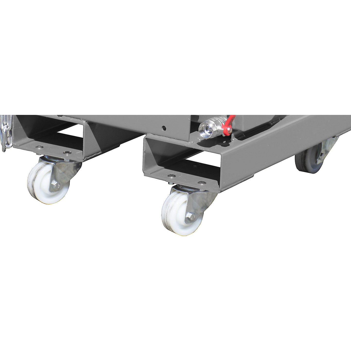 Swivel and fixed castor set, 1 swivel stop, overall height 125 mm, Ø 100 mm.