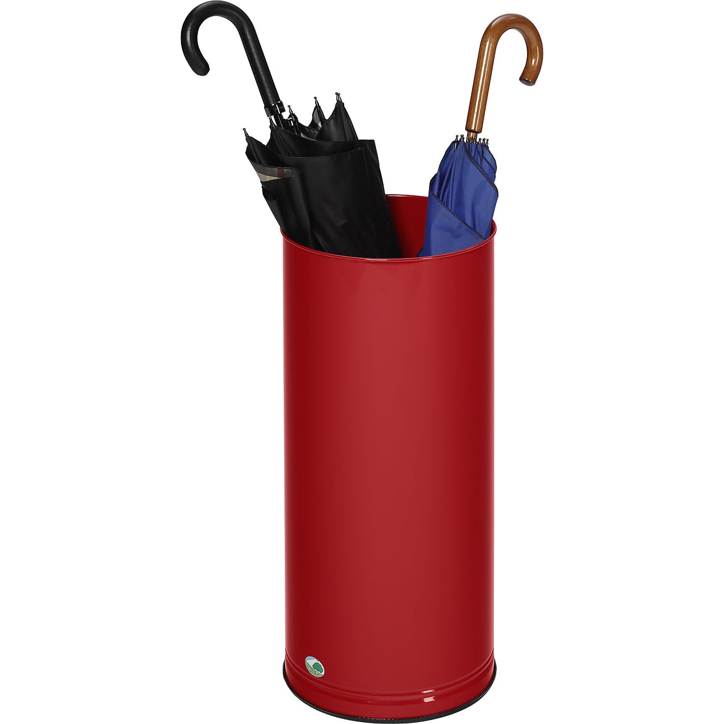 Umbrella stand, height 610 mm, solid sheet metal, zinc plated, flame red RAL 3000.