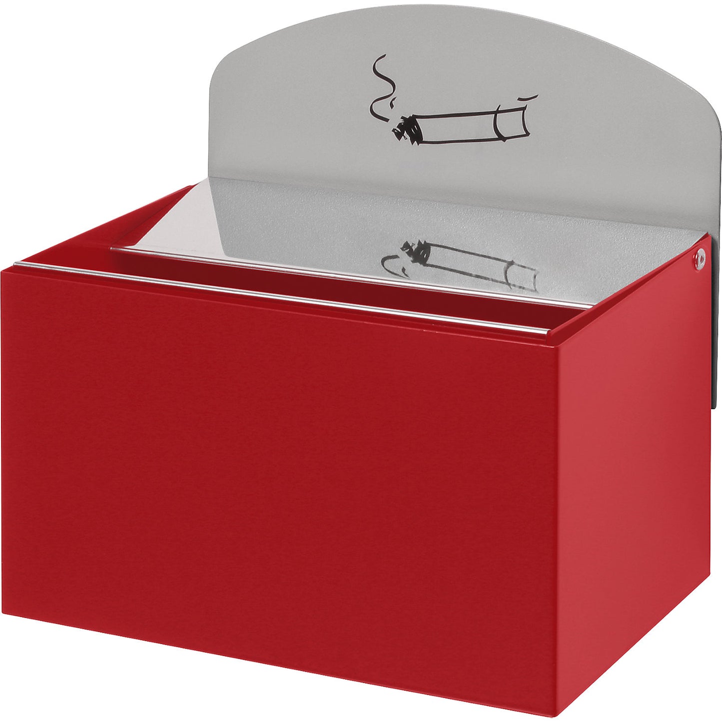 Wall ashtray with sign, HxWxD 125 x 200 x 125 mm, sheet steel, flame red.