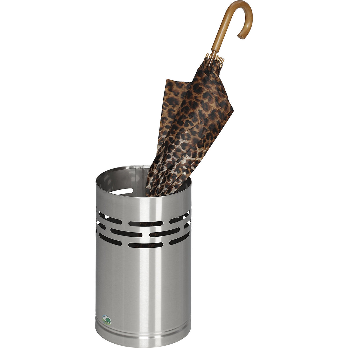 Waste paper bin, stainless steel with brushed matt finish, capacity 15 l, HxØ 380 x 230 mm, with perforations.