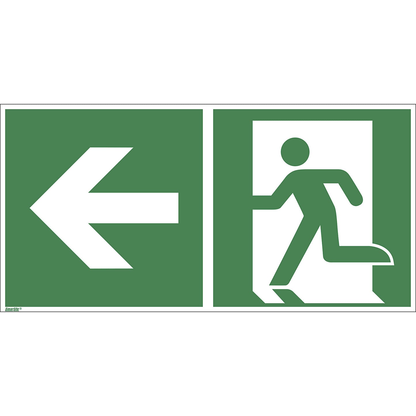Emergency exit signs, left, pack of 10, plastic, 400 x 200 mm.