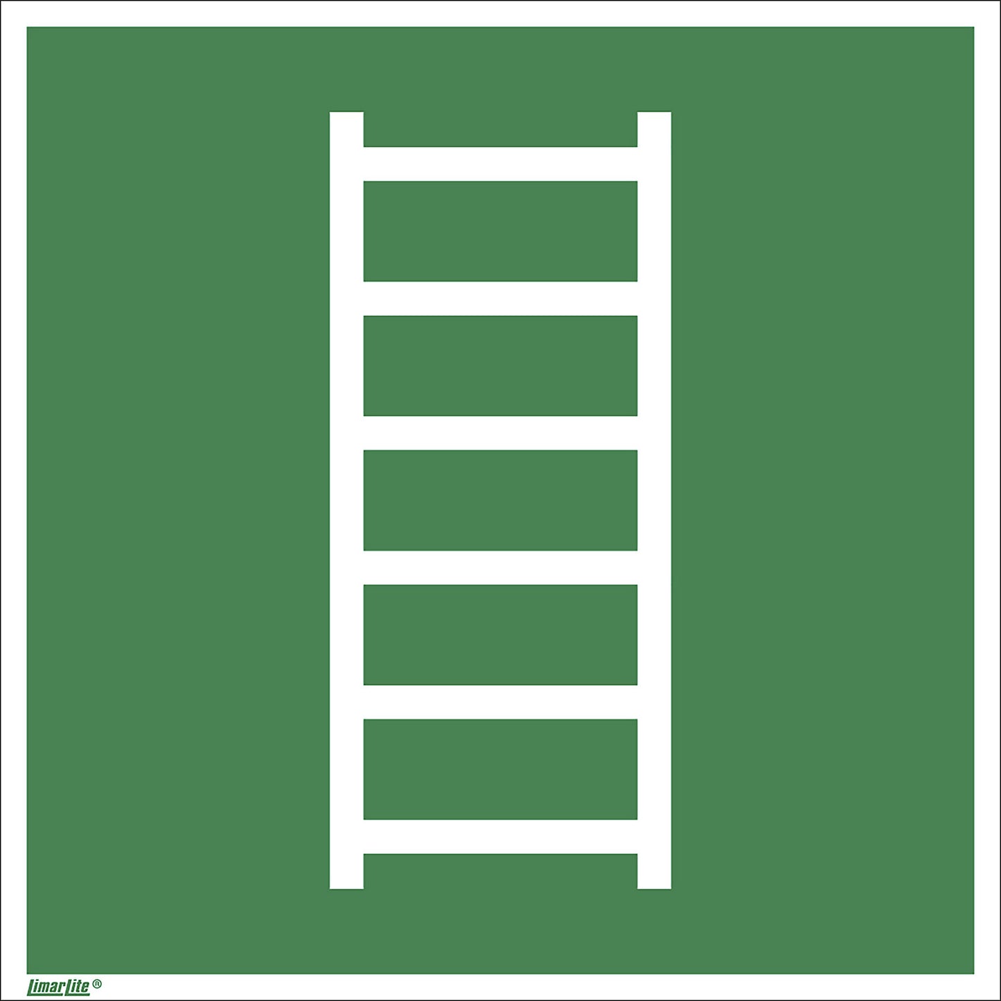 Emergency sign, fire escape ladder, pack of 10, plastic, 150 x 150 mm.