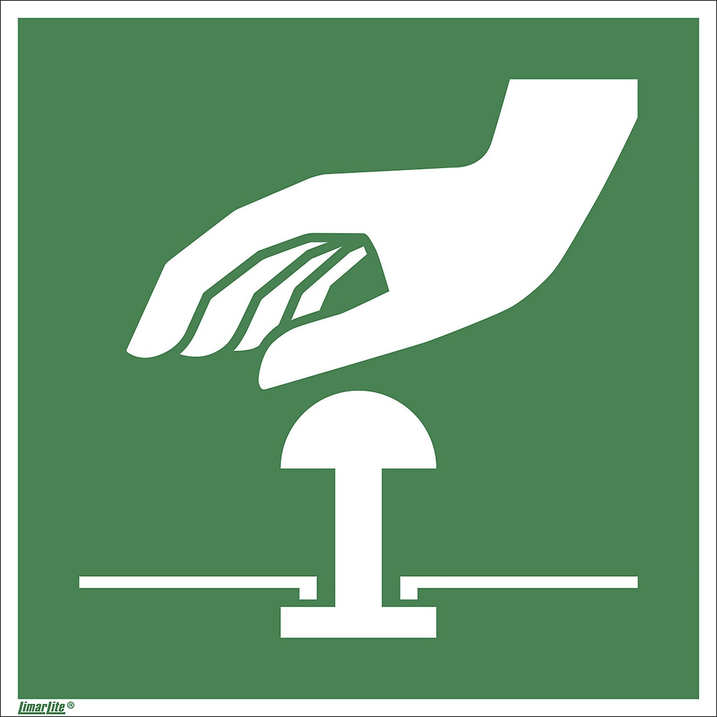 Emergency sign, emergency stop button, pack of 10, film, 200 x 200 mm.