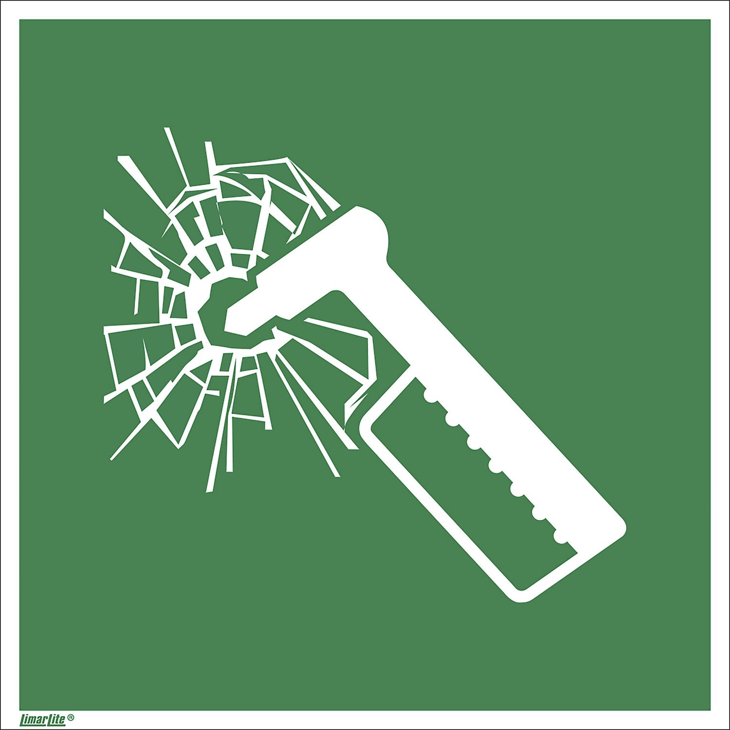 Emergency sign, emergency hammer, pack of 10, plastic, 150 x 150 mm.