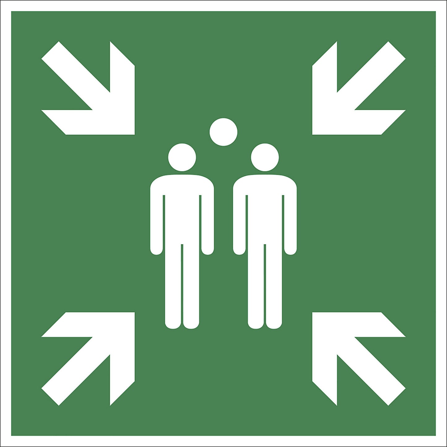 Emergency sign, assembly point, aluminium, 600 x 600 mm.