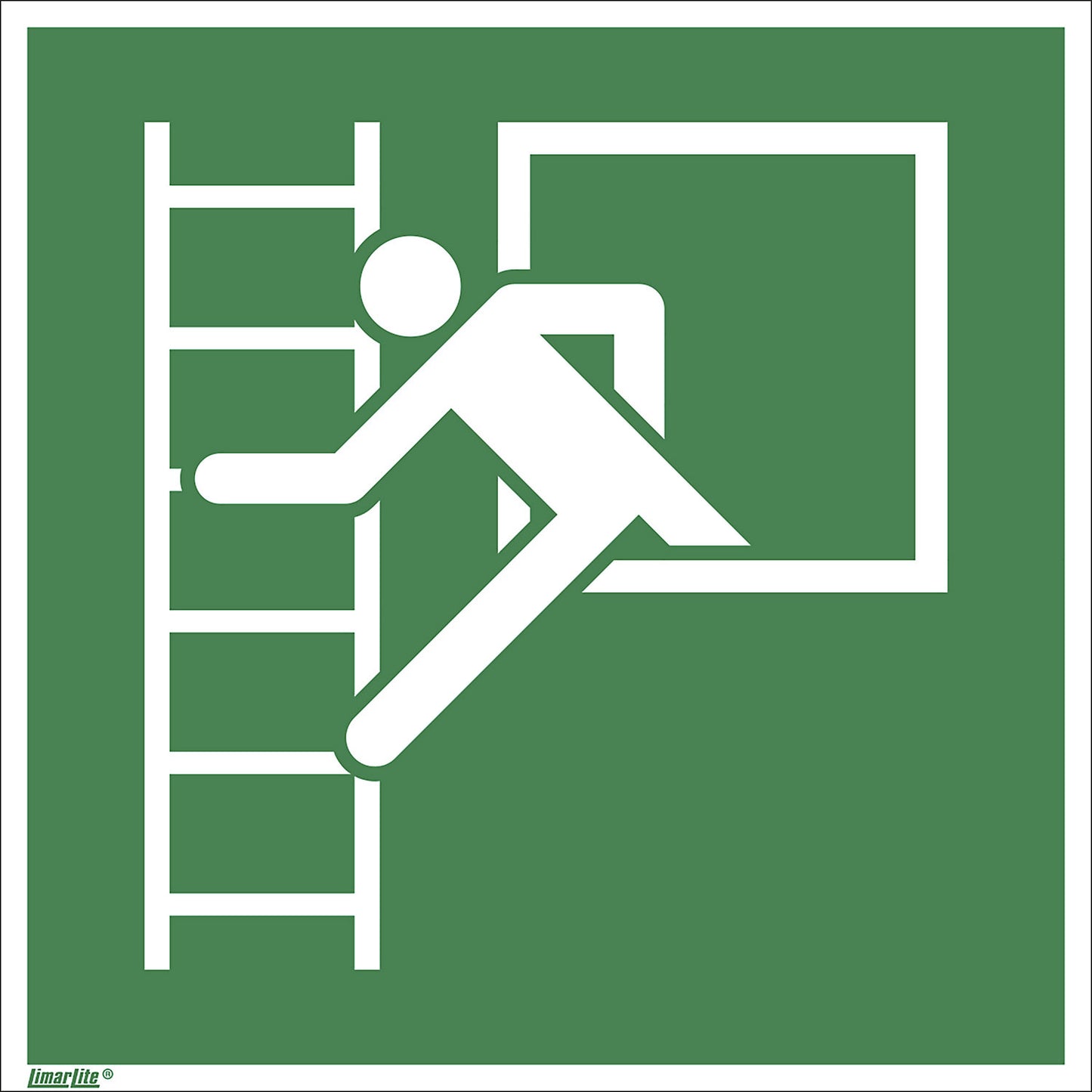 Emergency sign, emergency exit with escape ladder, pack of 10, plastic, 200 x 200 mm.