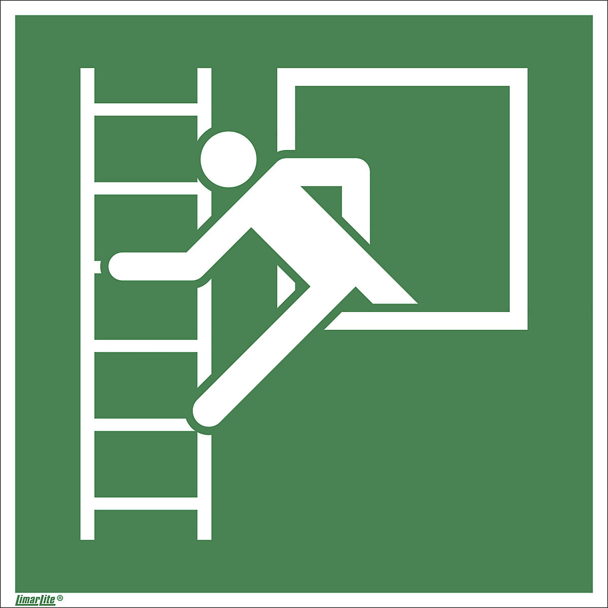 Emergency sign, emergency exit with escape ladder, pack of 10, plastic, 200 x 200 mm.