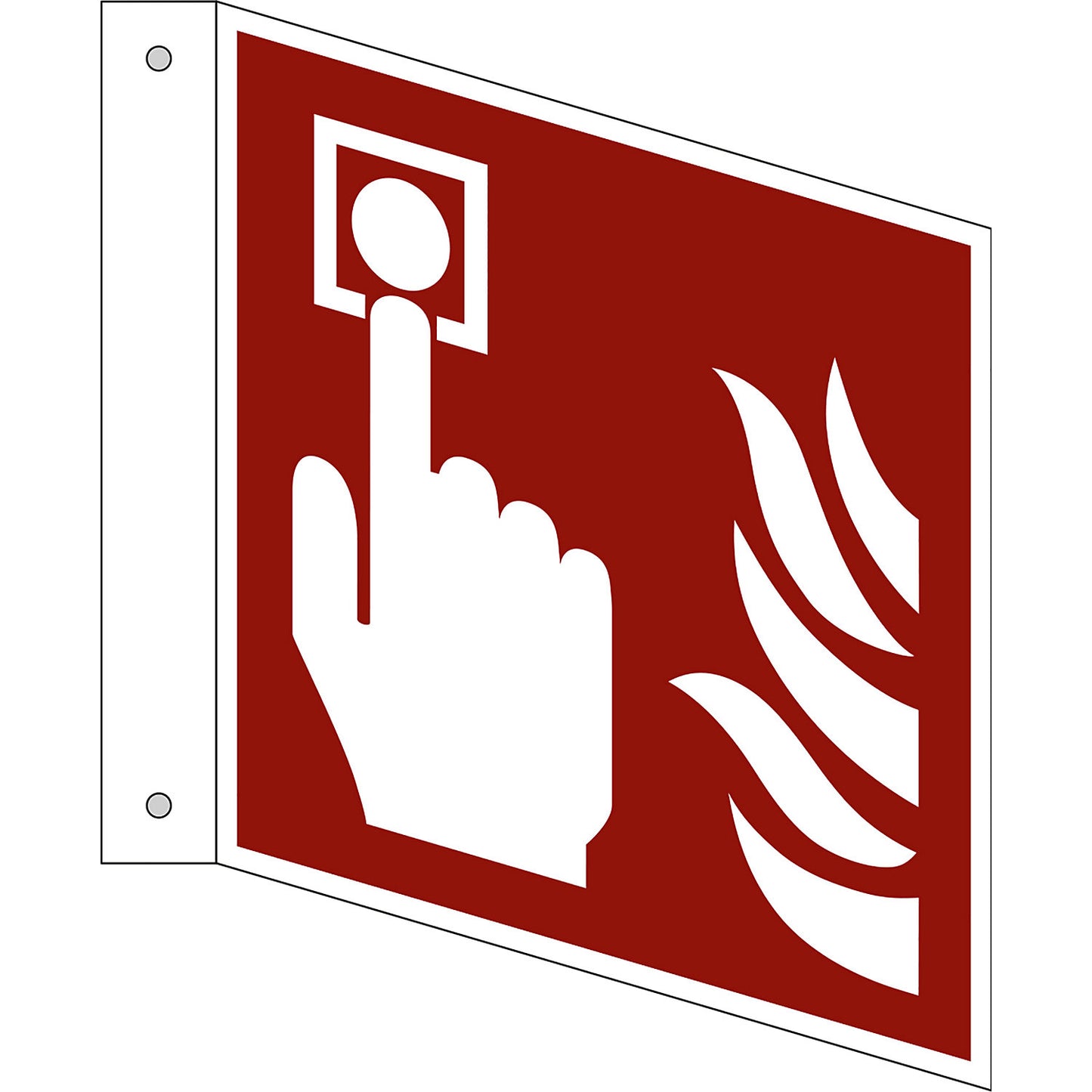 Fire protection sign, fire alarm call point, pack of 10, aluminium, L shaped sign, 150 x 150 mm.