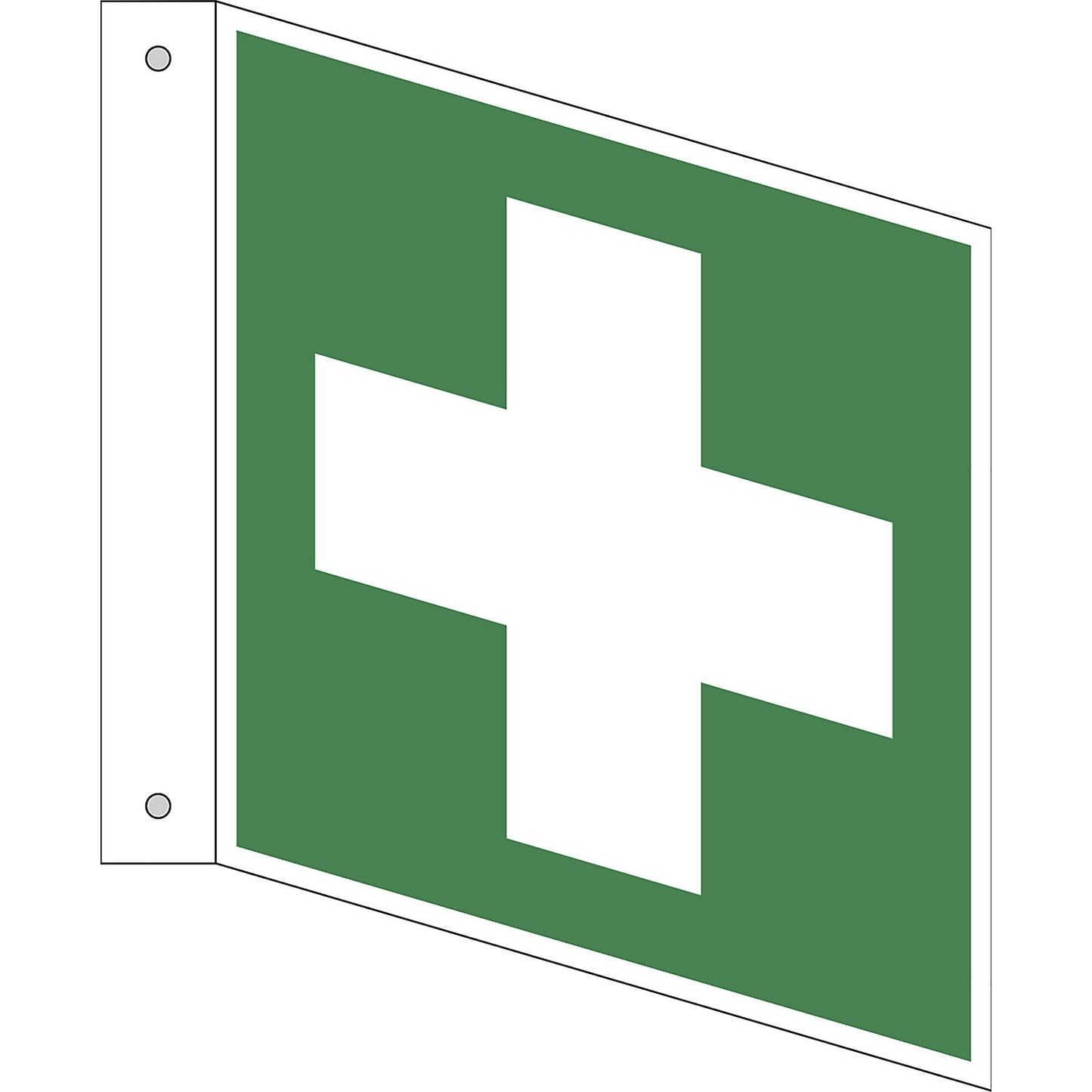 Emergency sign, first aid, pack of 10, plastic, L shaped sign, 150 x 150 mm.