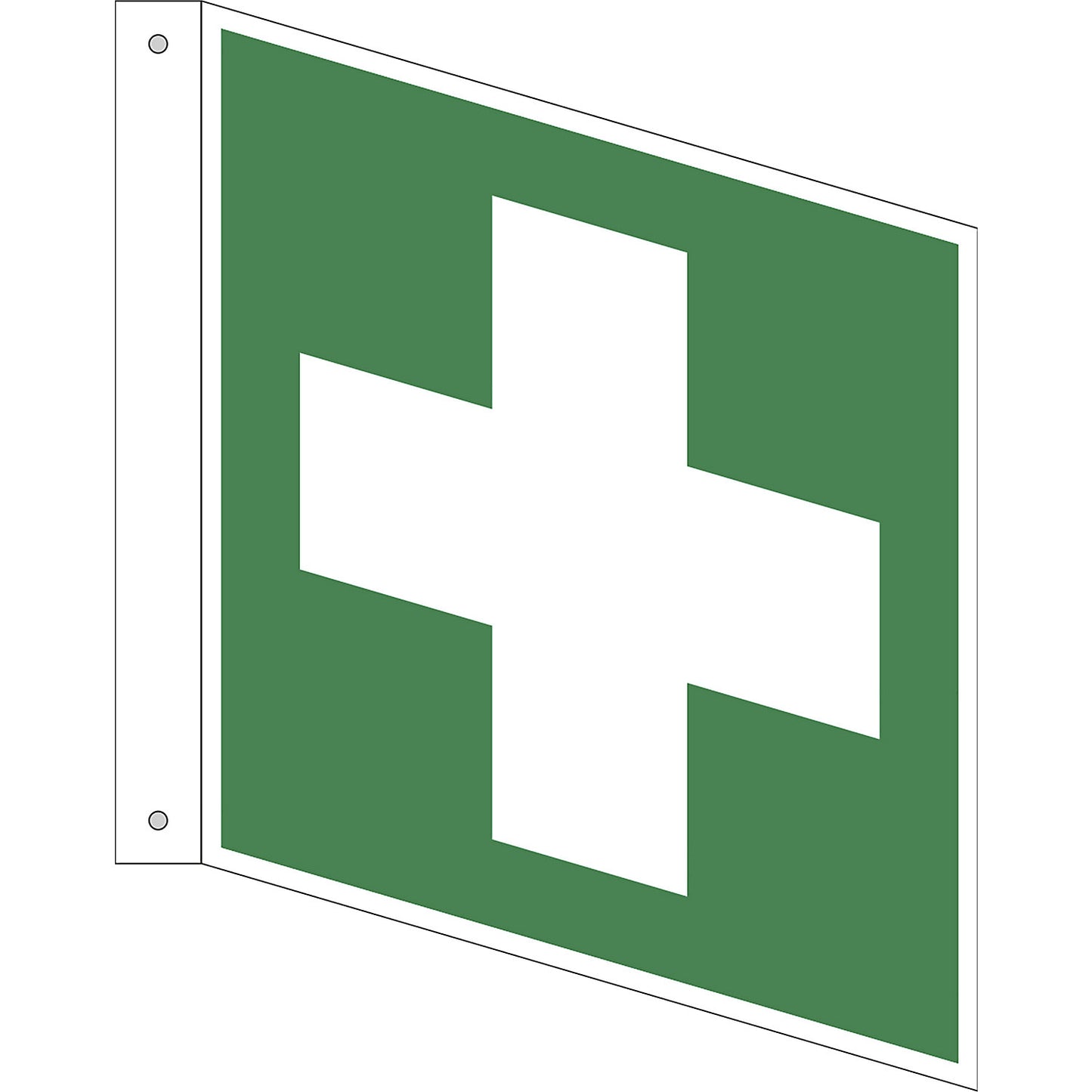 Emergency sign, first aid, pack of 10, plastic, L shaped sign, 200 x 200 mm.