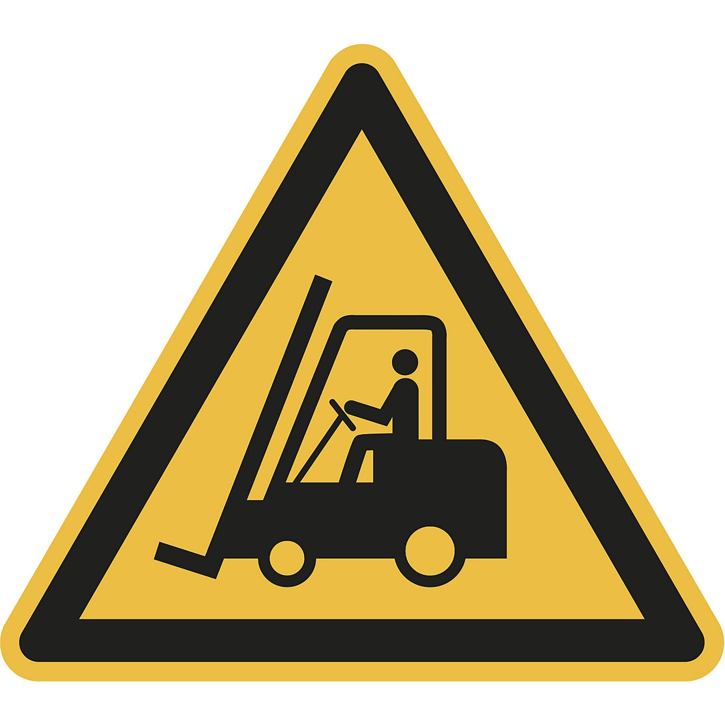 Hazard signs, hazard: fork lift trucks and other industrial vehicles, pack of 10, film, leg length 200 mm.