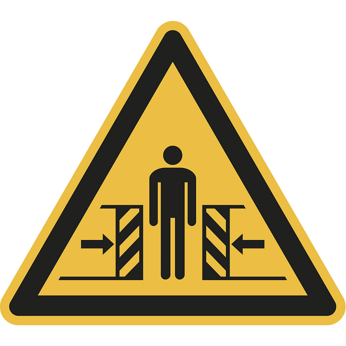 Hazard signs, hazard: crush injuries, pack of 10, film, leg length 100 mm.